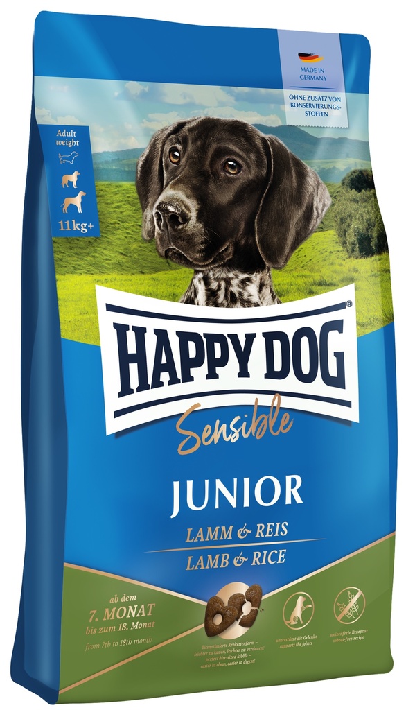 [4001967098990] HAPPY DOG JUNIOR LAMB & RICE 4KG