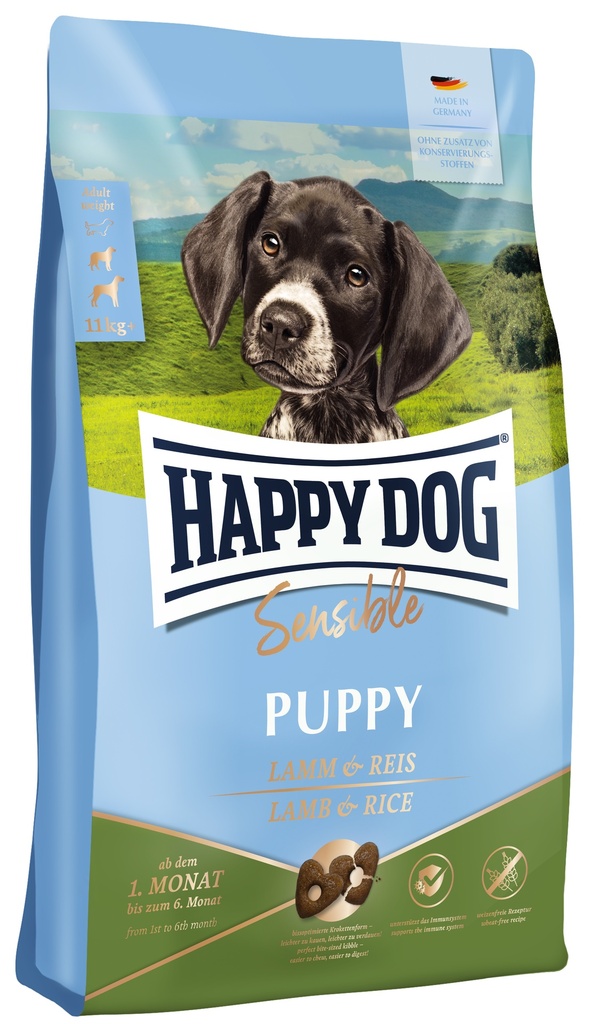 [4001967466439] HAPPY DOG SENSIBLE MINI PUPPY LAMB&REIS 4 Kg.