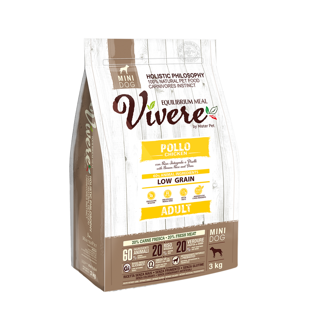 [8020997012246] VIVERE LOW GRAIN MINI ADULT POLLO 3 Kg.