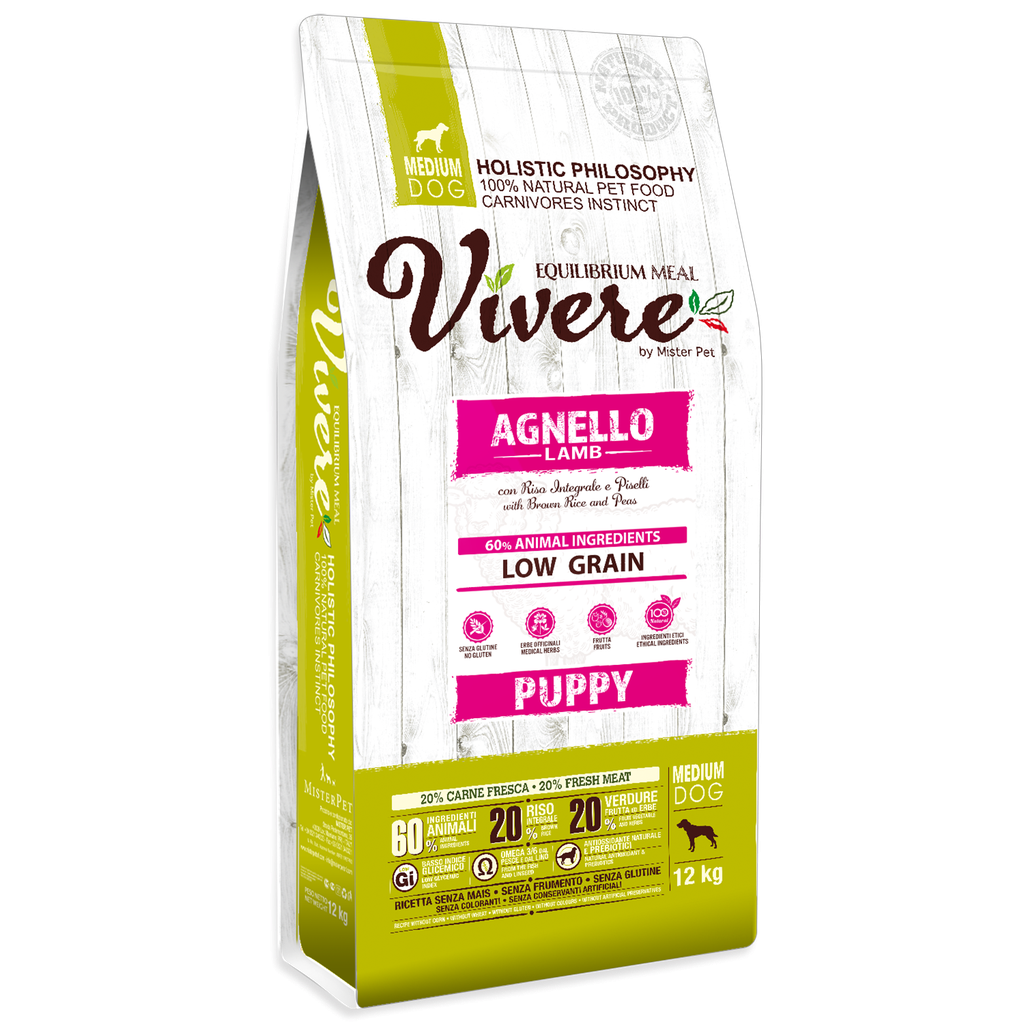 VIVERE LOW GRAIN MEDIUM PUPPY CORDERO 12 Kg.