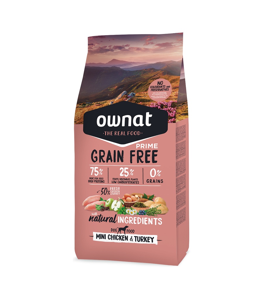 OWNAT GRAIN FREE MINI ADULT POLLO&PAVO 3 Kg.
