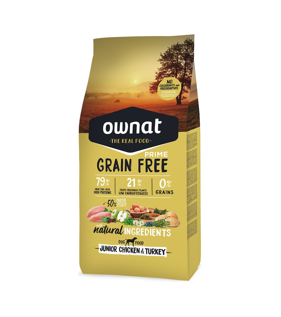 OWNAT GRAIN FREE PRIME JUNIOR POLLO&PAVO 3 Kg.